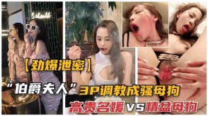 劲爆伯爵夫人3P调教成骚母狗高贵名媛VS精盆母狗