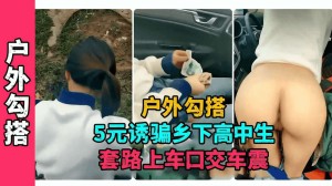 户外勾引5元诱骗乡下高中生套路上车口交车震